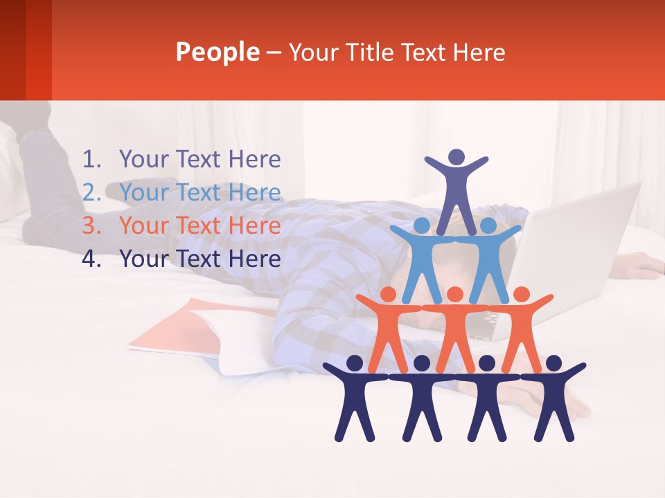 A Man Laying On A Bed With A Laptop PowerPoint Template