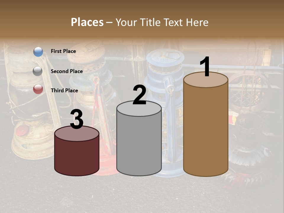 A Group Of Old Fashioned Lamps Sitting On Top Of A Table PowerPoint Template