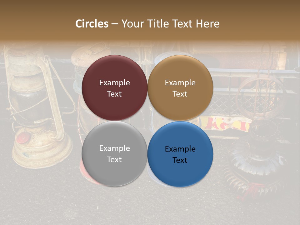 A Group Of Old Fashioned Lamps Sitting On Top Of A Table PowerPoint Template