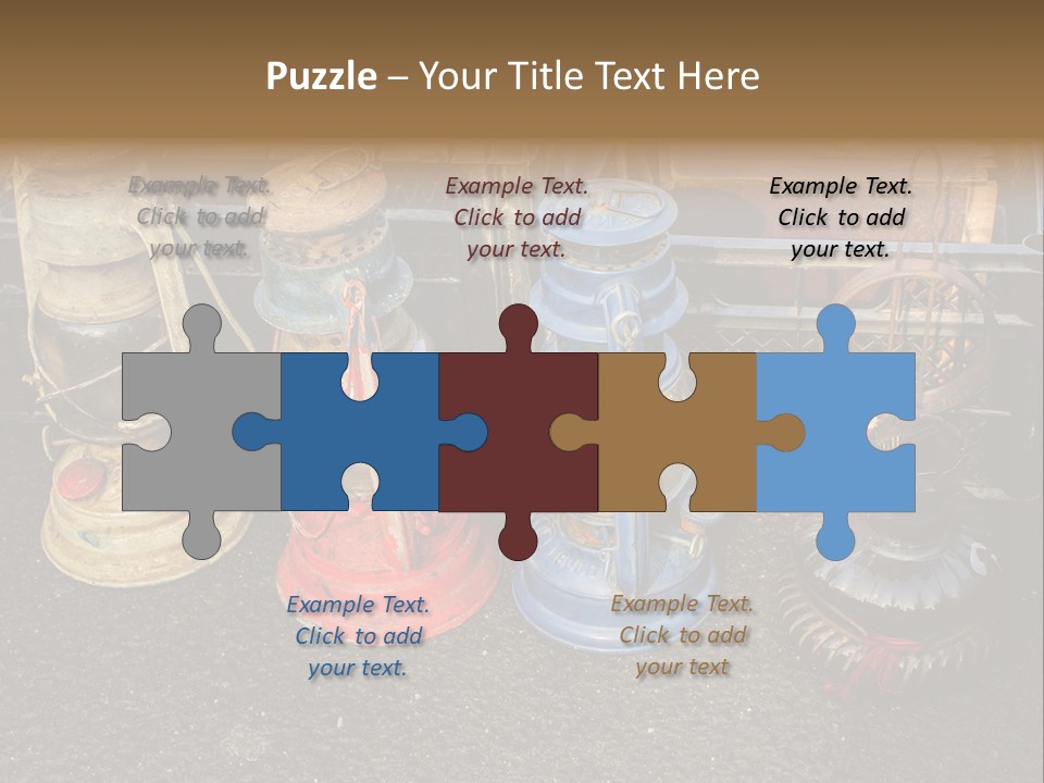 A Group Of Old Fashioned Lamps Sitting On Top Of A Table PowerPoint Template