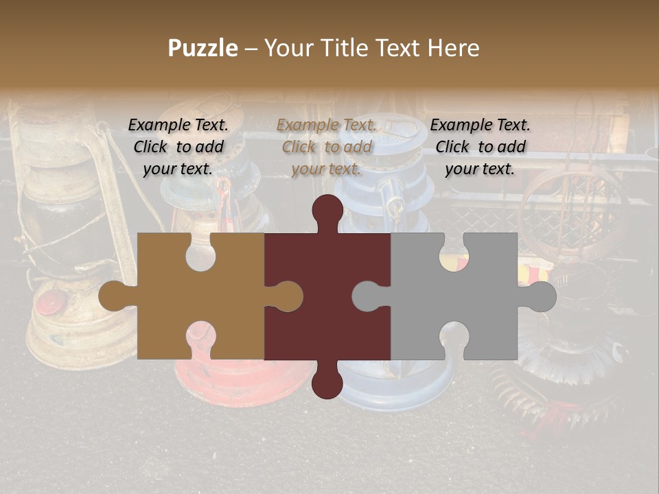 A Group Of Old Fashioned Lamps Sitting On Top Of A Table PowerPoint Template