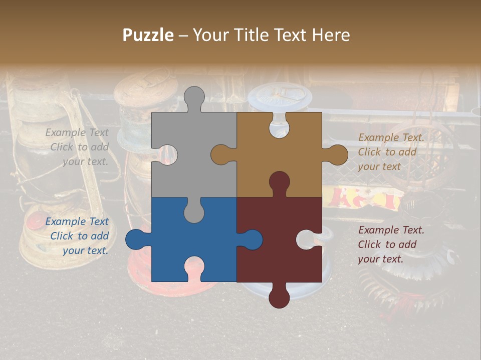 A Group Of Old Fashioned Lamps Sitting On Top Of A Table PowerPoint Template