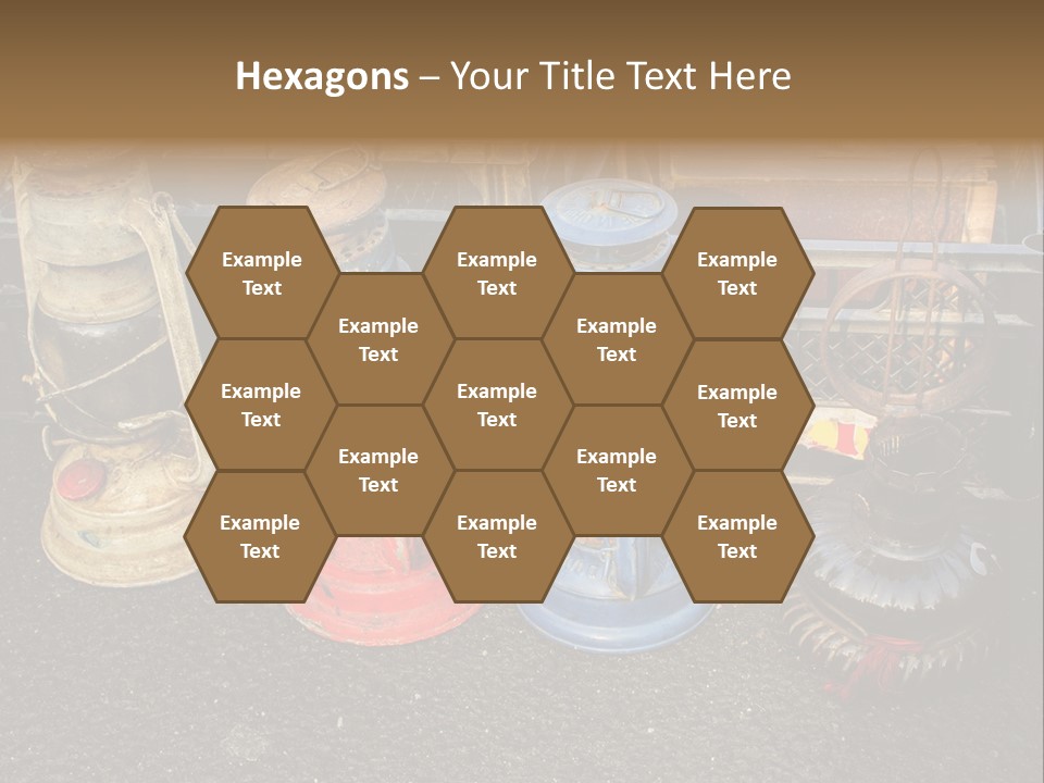 A Group Of Old Fashioned Lamps Sitting On Top Of A Table PowerPoint Template