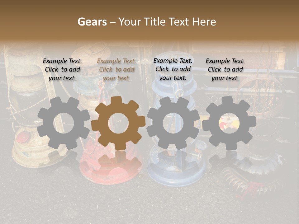 A Group Of Old Fashioned Lamps Sitting On Top Of A Table PowerPoint Template