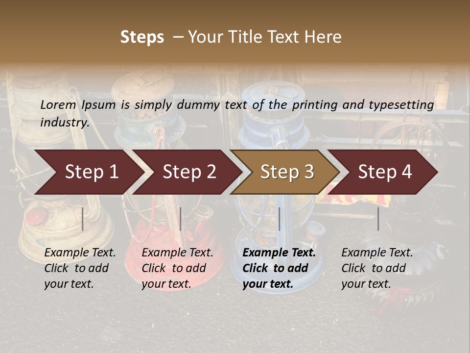 A Group Of Old Fashioned Lamps Sitting On Top Of A Table PowerPoint Template
