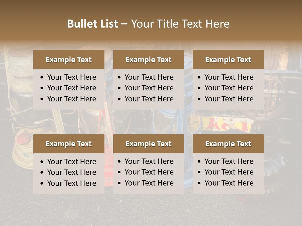 A Group Of Old Fashioned Lamps Sitting On Top Of A Table PowerPoint Template