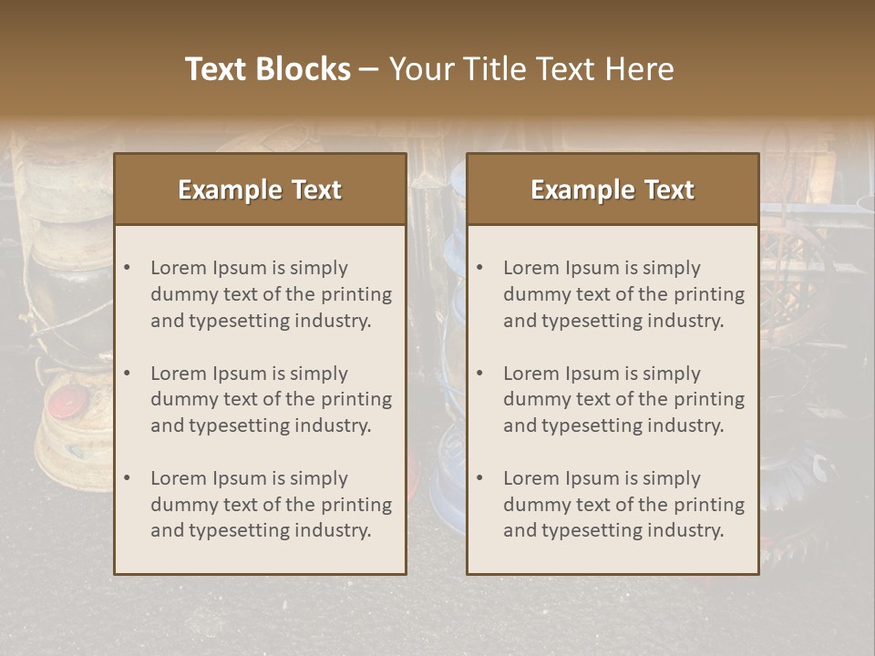 A Group Of Old Fashioned Lamps Sitting On Top Of A Table PowerPoint Template