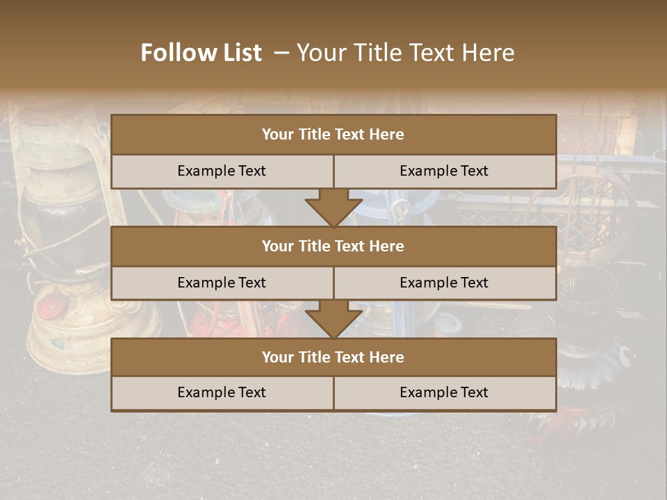 A Group Of Old Fashioned Lamps Sitting On Top Of A Table PowerPoint Template