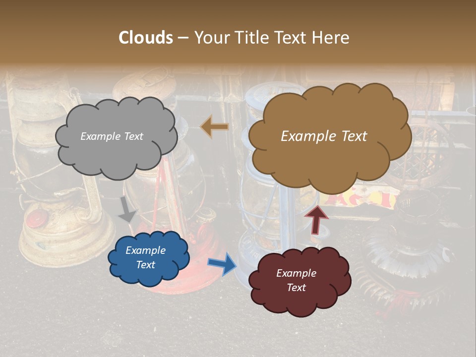 A Group Of Old Fashioned Lamps Sitting On Top Of A Table PowerPoint Template