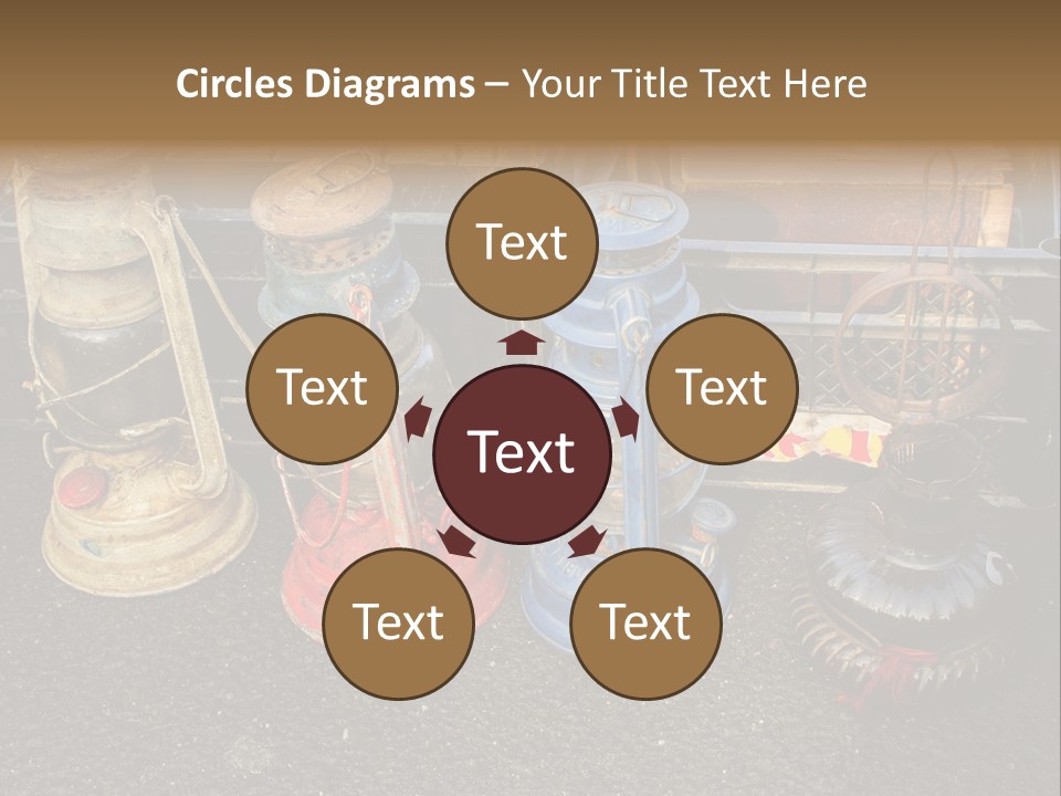 A Group Of Old Fashioned Lamps Sitting On Top Of A Table PowerPoint Template