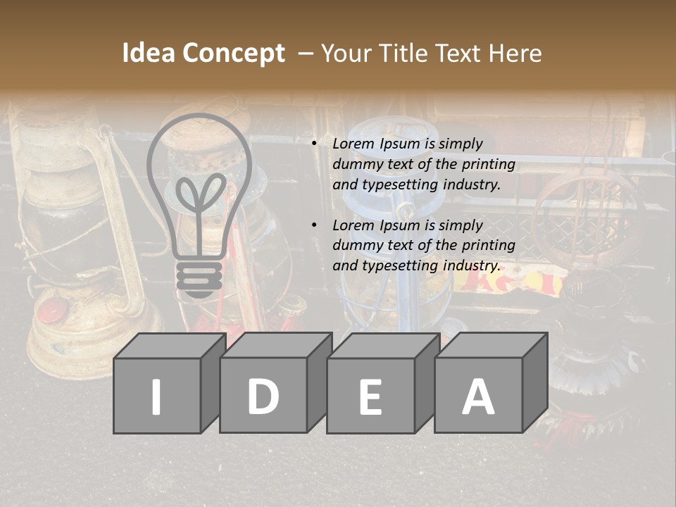 A Group Of Old Fashioned Lamps Sitting On Top Of A Table PowerPoint Template