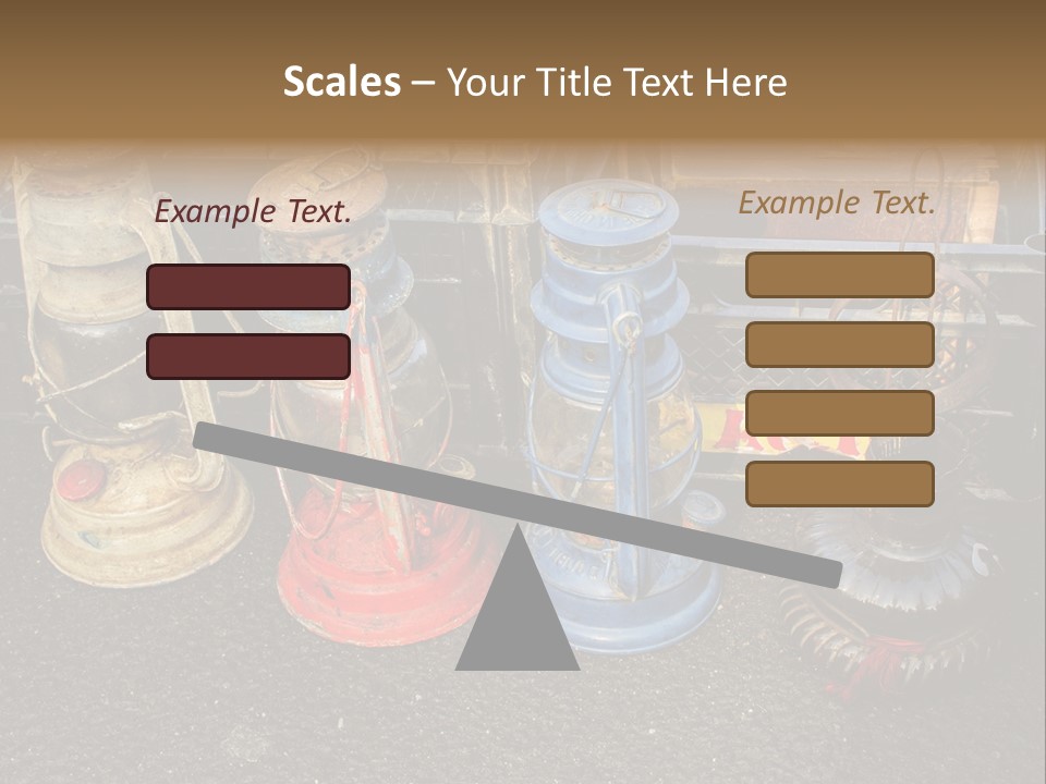 A Group Of Old Fashioned Lamps Sitting On Top Of A Table PowerPoint Template