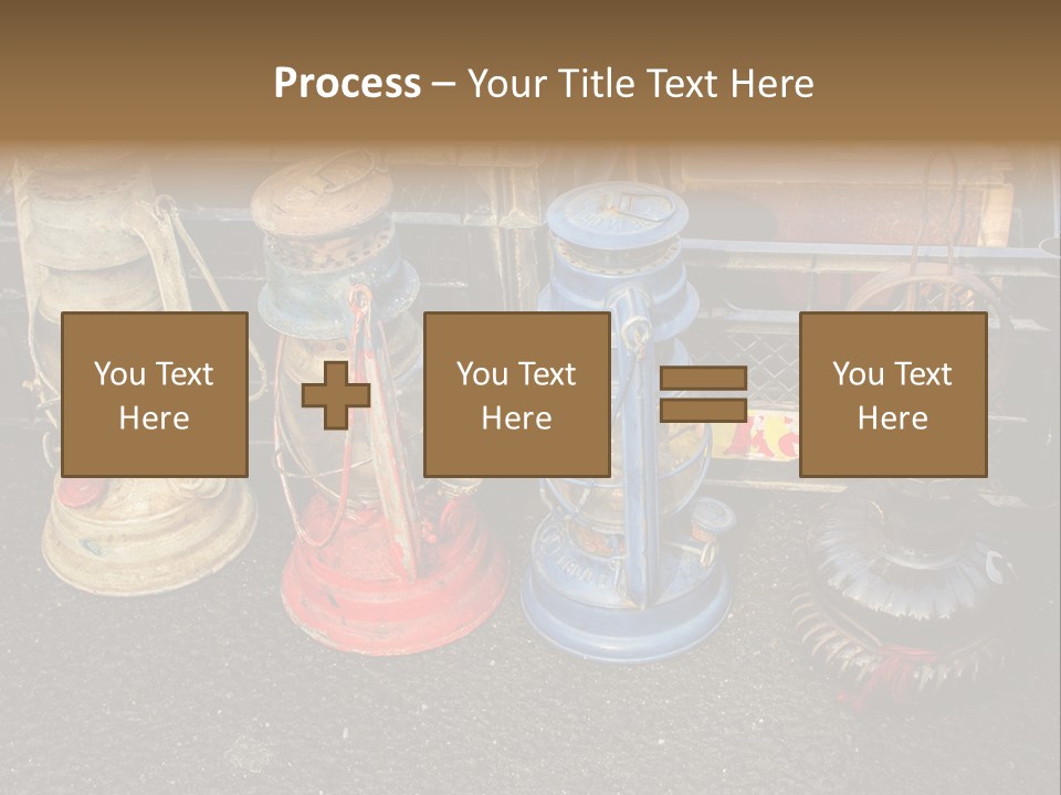 A Group Of Old Fashioned Lamps Sitting On Top Of A Table PowerPoint Template