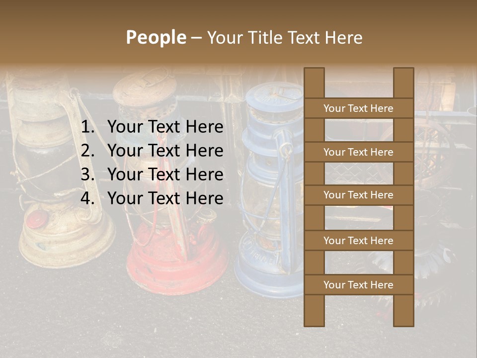 A Group Of Old Fashioned Lamps Sitting On Top Of A Table PowerPoint Template