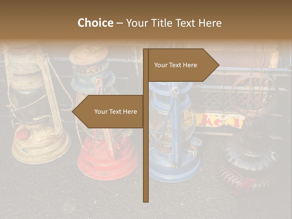 A Group Of Old Fashioned Lamps Sitting On Top Of A Table PowerPoint Template