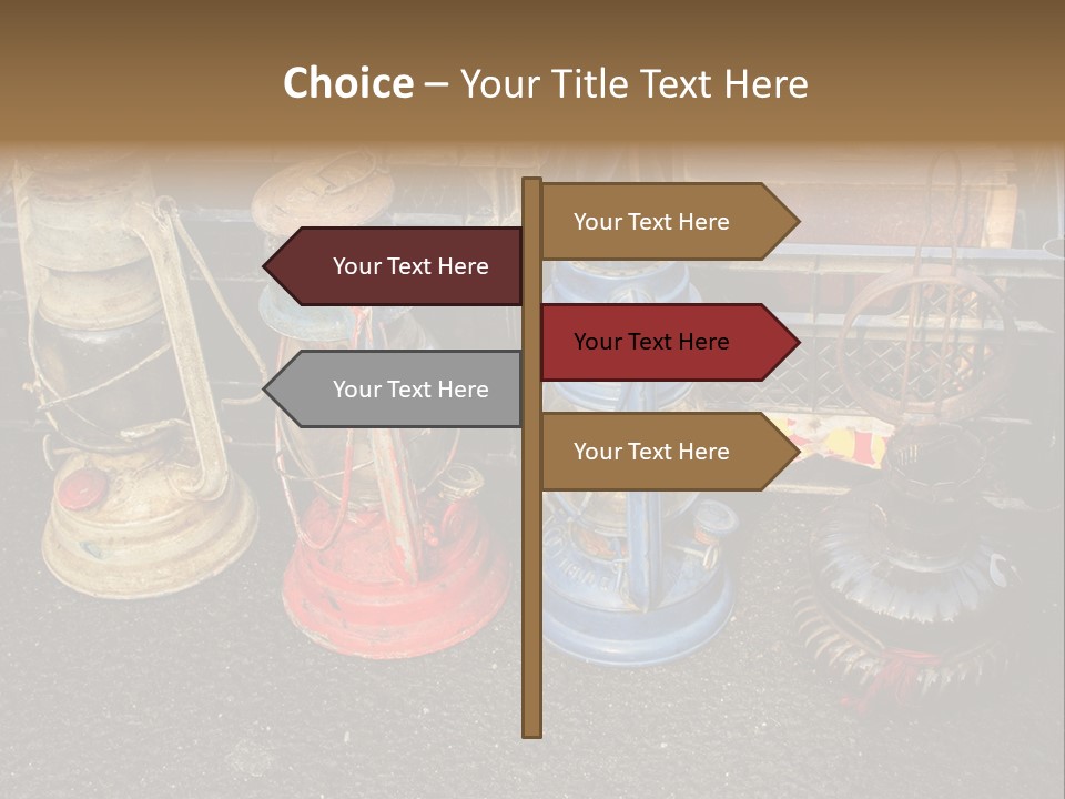 A Group Of Old Fashioned Lamps Sitting On Top Of A Table PowerPoint Template