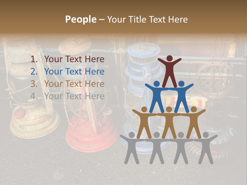 A Group Of Old Fashioned Lamps Sitting On Top Of A Table PowerPoint Template