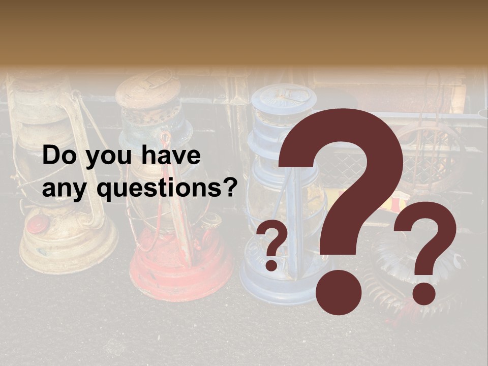 A Group Of Old Fashioned Lamps Sitting On Top Of A Table PowerPoint Template