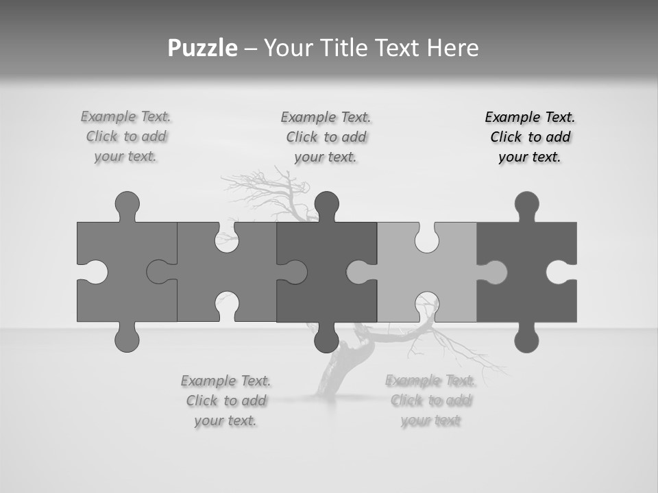 A Black And White Photo Of A Tree In The Middle Of A Body Of Water PowerPoint Template