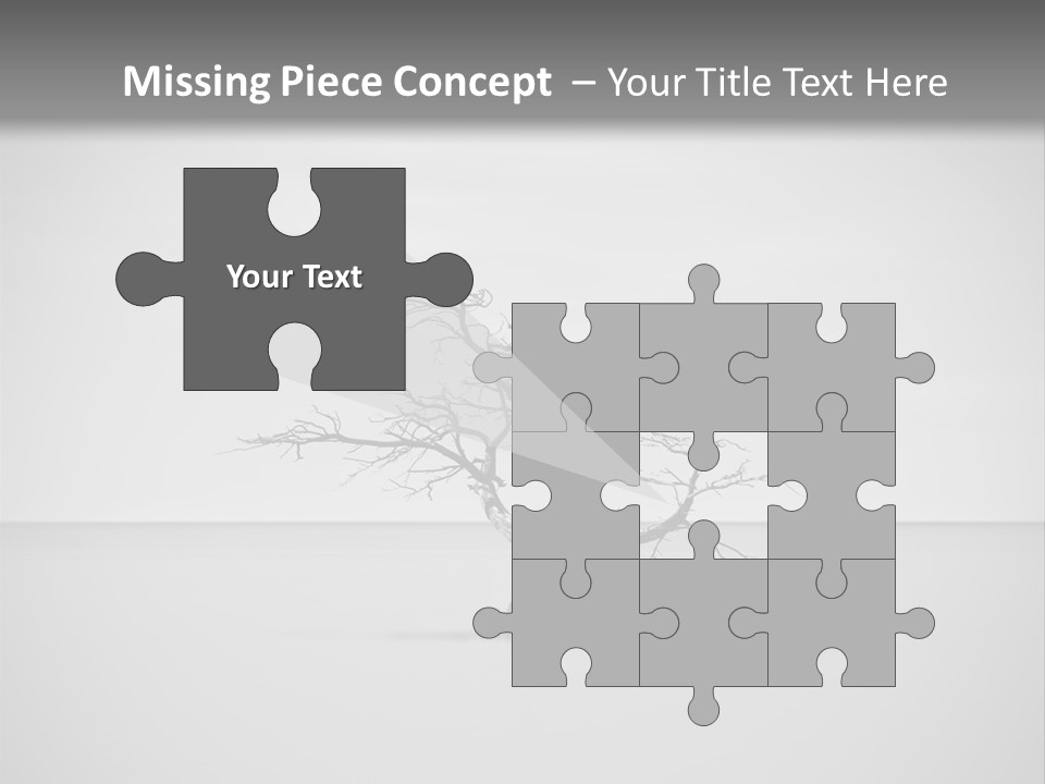 A Black And White Photo Of A Tree In The Middle Of A Body Of Water PowerPoint Template