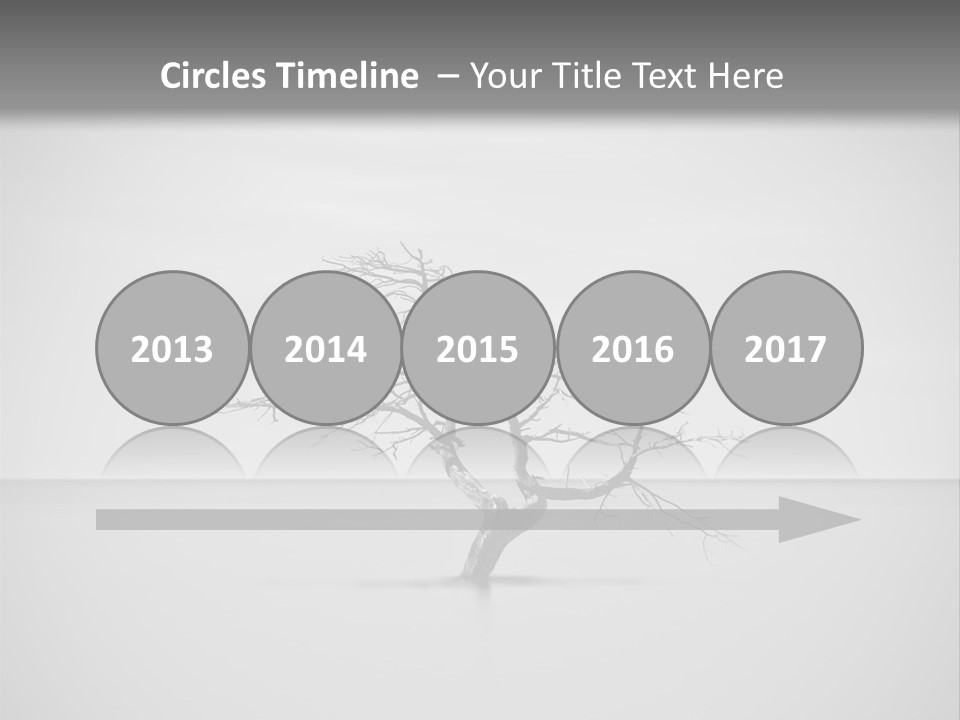 A Black And White Photo Of A Tree In The Middle Of A Body Of Water PowerPoint Template