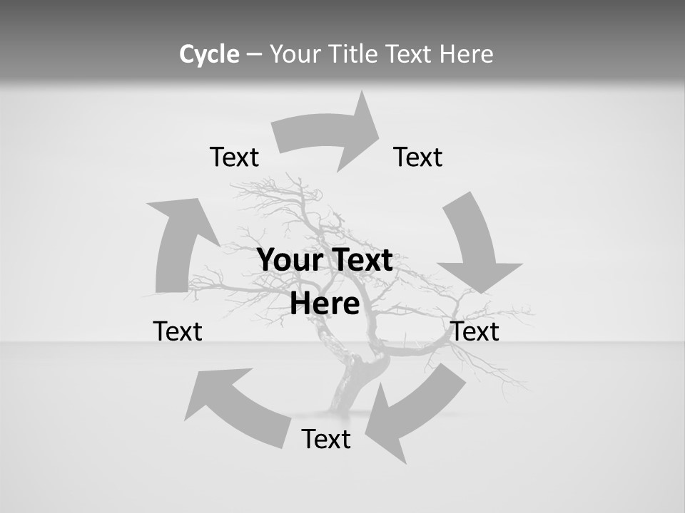 A Black And White Photo Of A Tree In The Middle Of A Body Of Water PowerPoint Template