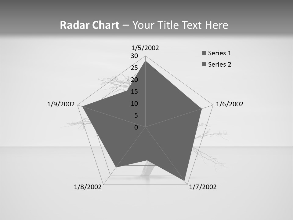 A Black And White Photo Of A Tree In The Middle Of A Body Of Water PowerPoint Template