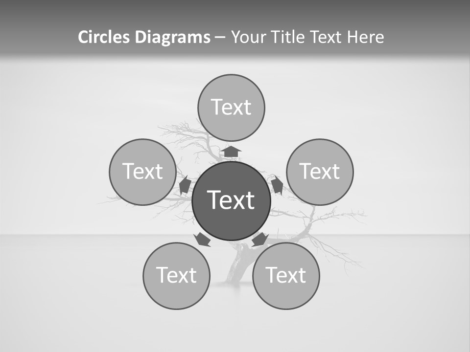 A Black And White Photo Of A Tree In The Middle Of A Body Of Water PowerPoint Template