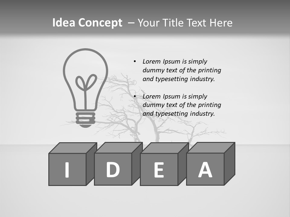 A Black And White Photo Of A Tree In The Middle Of A Body Of Water PowerPoint Template