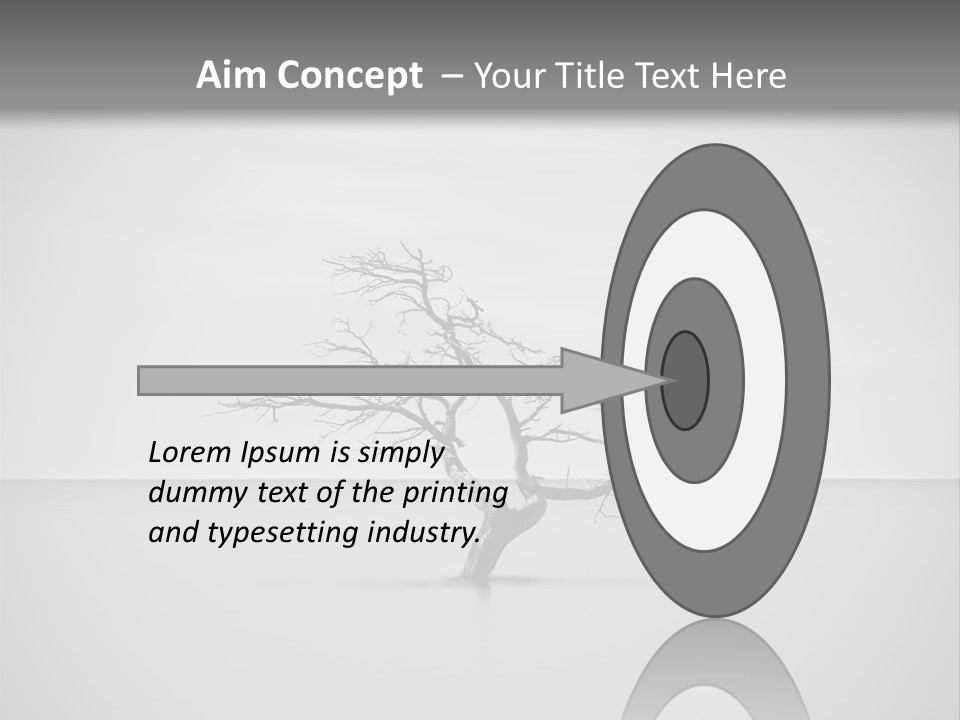 A Black And White Photo Of A Tree In The Middle Of A Body Of Water PowerPoint Template