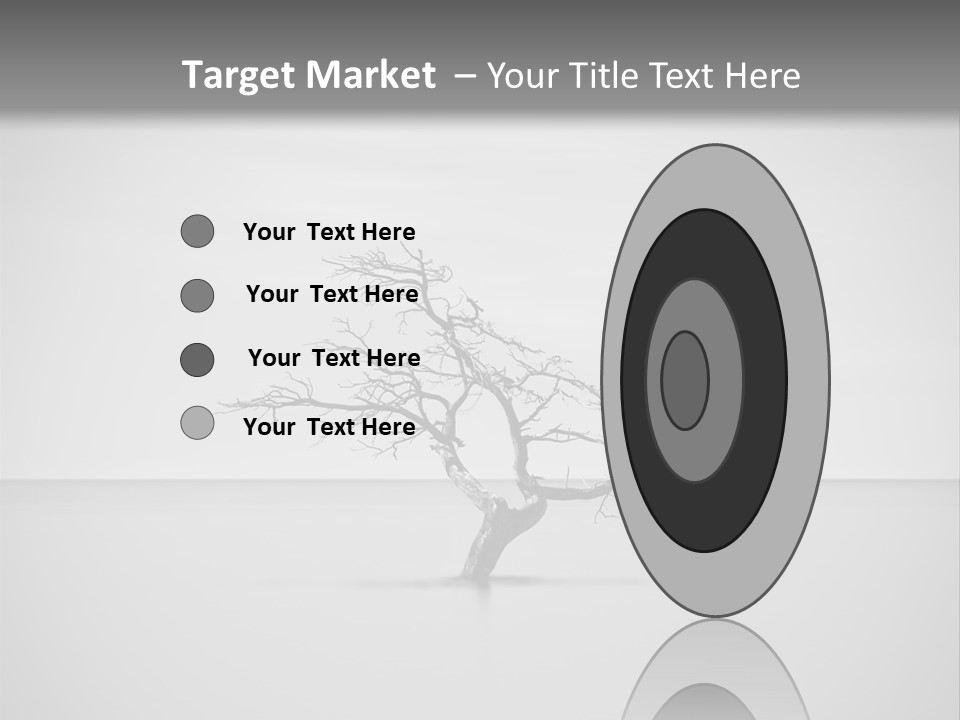 A Black And White Photo Of A Tree In The Middle Of A Body Of Water PowerPoint Template