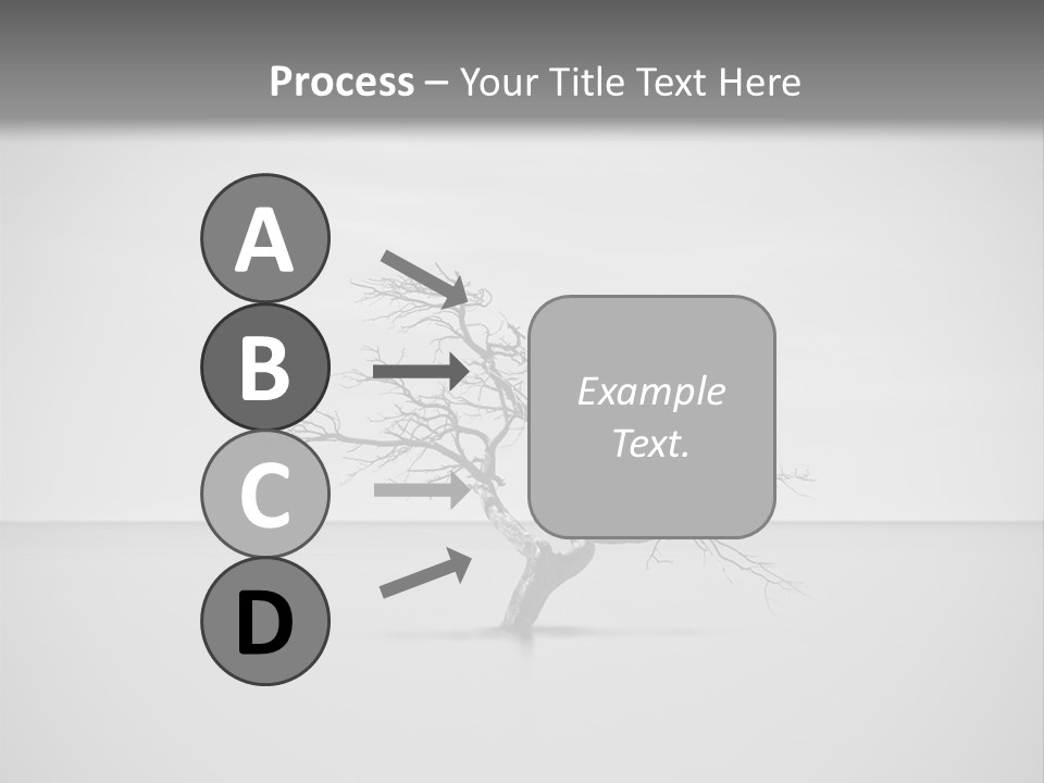 A Black And White Photo Of A Tree In The Middle Of A Body Of Water PowerPoint Template