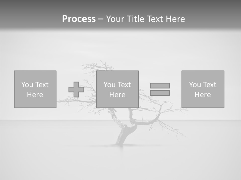 A Black And White Photo Of A Tree In The Middle Of A Body Of Water PowerPoint Template