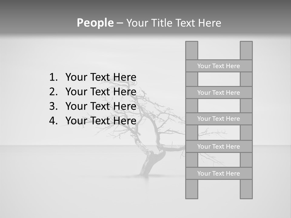 A Black And White Photo Of A Tree In The Middle Of A Body Of Water PowerPoint Template