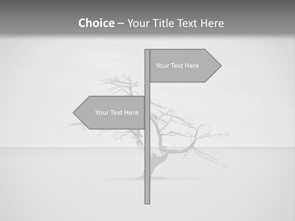 A Black And White Photo Of A Tree In The Middle Of A Body Of Water PowerPoint Template