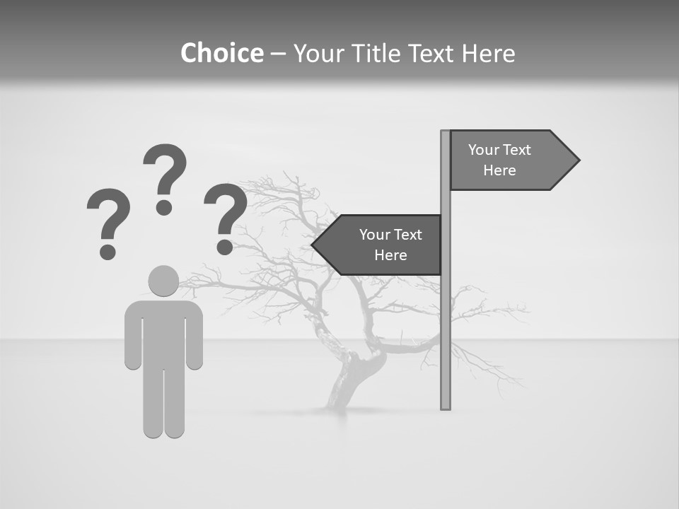 A Black And White Photo Of A Tree In The Middle Of A Body Of Water PowerPoint Template