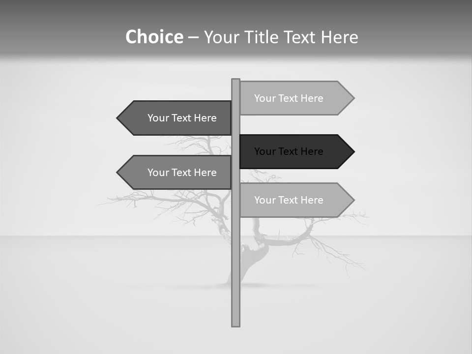 A Black And White Photo Of A Tree In The Middle Of A Body Of Water PowerPoint Template