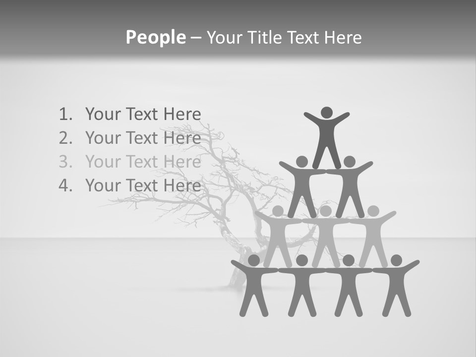 A Black And White Photo Of A Tree In The Middle Of A Body Of Water PowerPoint Template