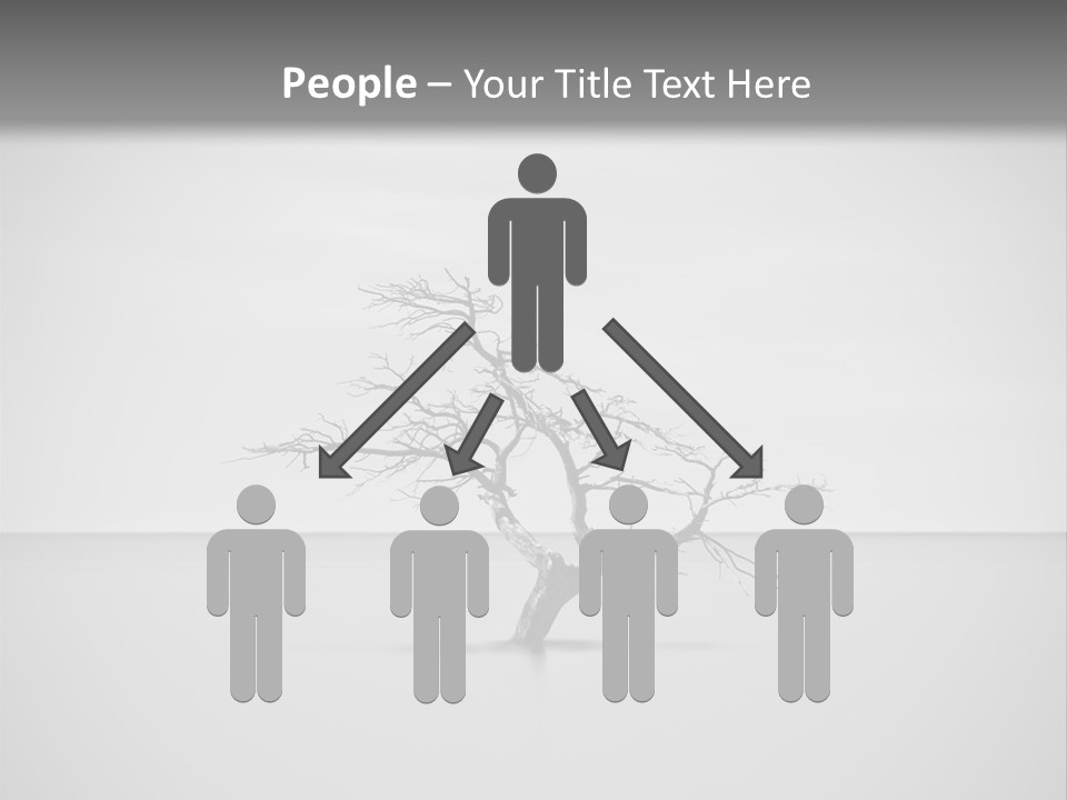 A Black And White Photo Of A Tree In The Middle Of A Body Of Water PowerPoint Template