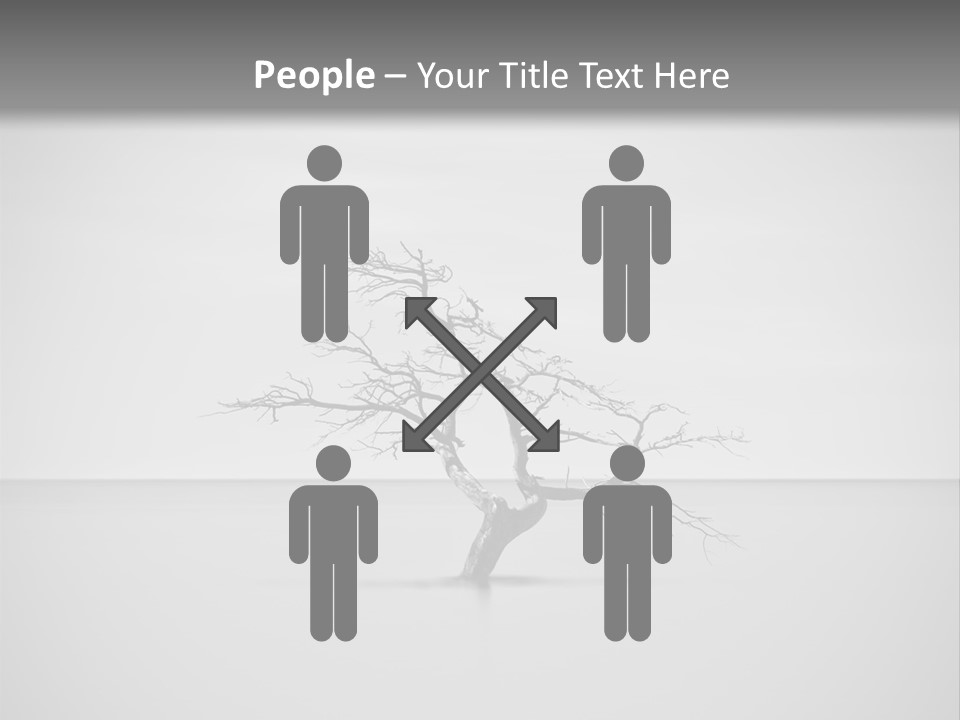 A Black And White Photo Of A Tree In The Middle Of A Body Of Water PowerPoint Template