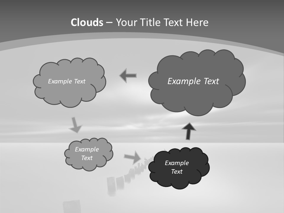 A Black And White Photo Of A Dock In The Ocean PowerPoint Template