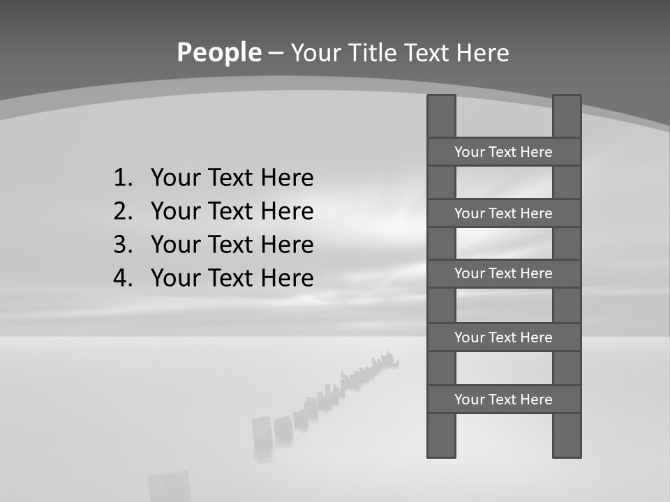 A Black And White Photo Of A Dock In The Ocean PowerPoint Template