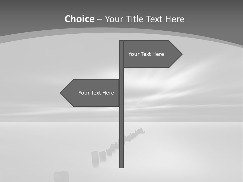 A Black And White Photo Of A Dock In The Ocean PowerPoint Template