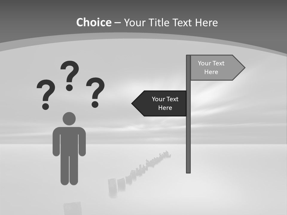 A Black And White Photo Of A Dock In The Ocean PowerPoint Template