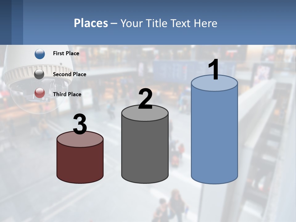 A Security Camera Hanging From The Ceiling Of A Building PowerPoint Template