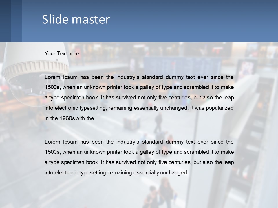 A Security Camera Hanging From The Ceiling Of A Building PowerPoint Template