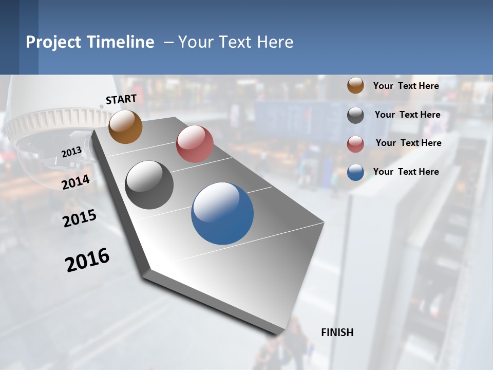A Security Camera Hanging From The Ceiling Of A Building PowerPoint Template