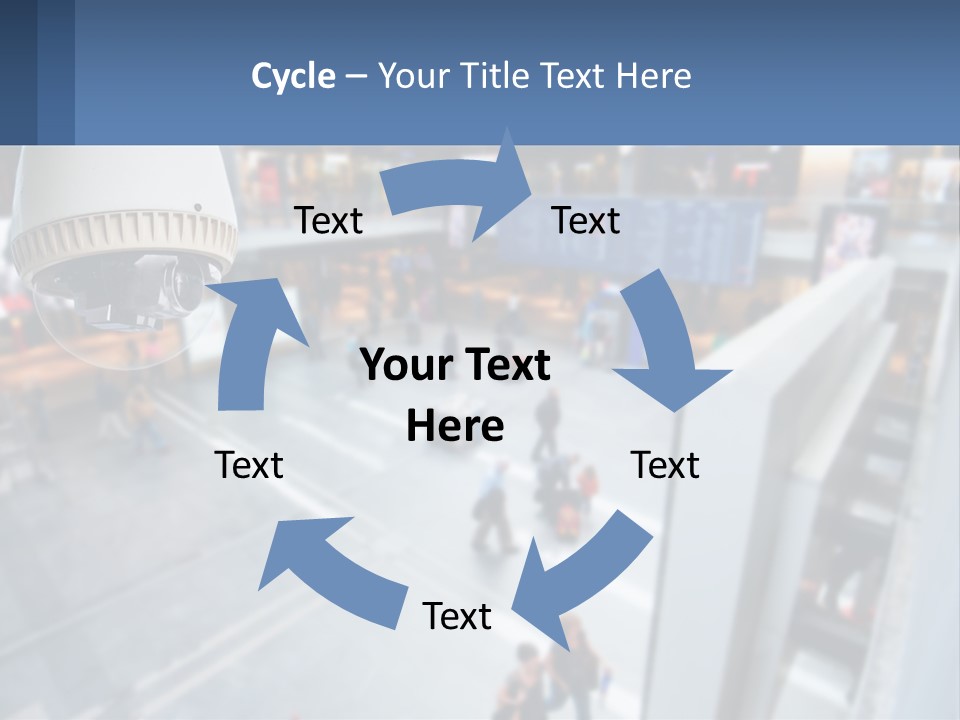 A Security Camera Hanging From The Ceiling Of A Building PowerPoint Template