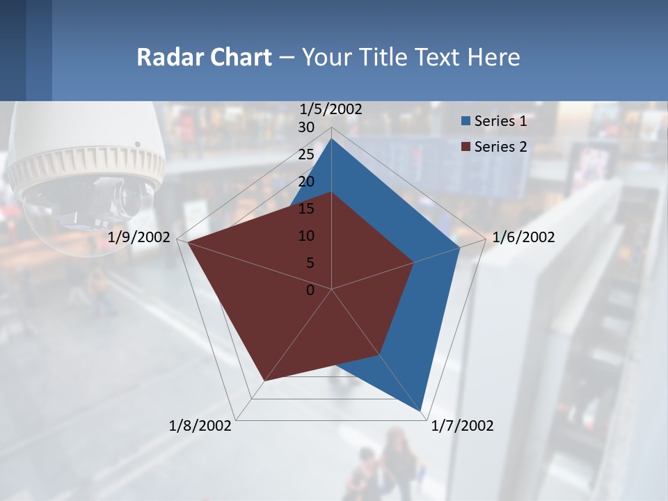 A Security Camera Hanging From The Ceiling Of A Building PowerPoint Template