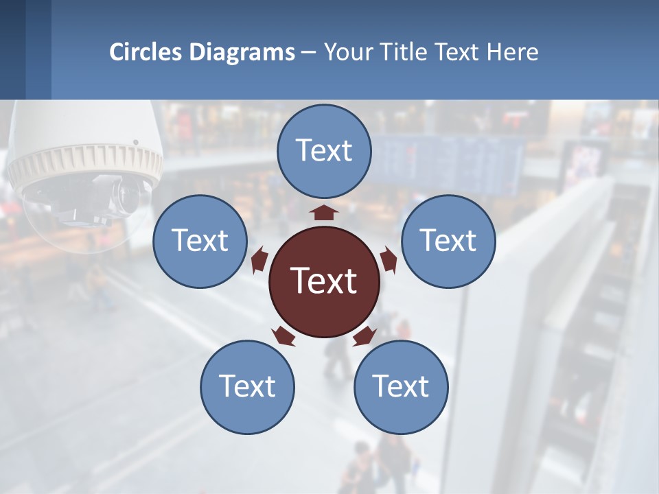 A Security Camera Hanging From The Ceiling Of A Building PowerPoint Template